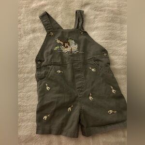 Kids Safari Embroidered Overalls - Charcoal
